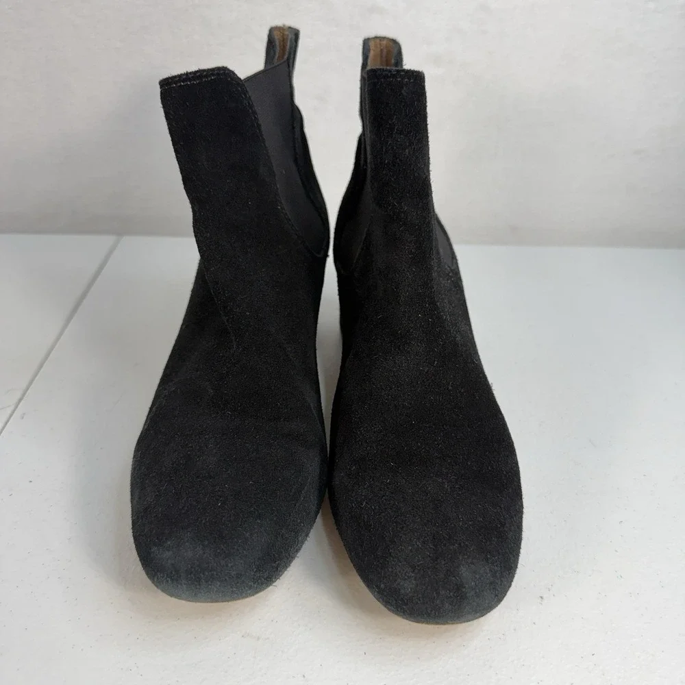 MADEWELL Size‎ 10 The Walker Chelsea Ankle Heel Boots In Suede Black G8044